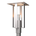 Hubbardton Forge 344830 Shadow Box Outdoor 1 Light Incandescent Post Light in Clear Glass with Silver Accent 3