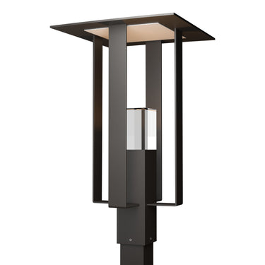 Hubbardton Forge 344830 Shadow Box Outdoor 1 Light Incandescent Post Light in Clear Glass with Silver Accent 4