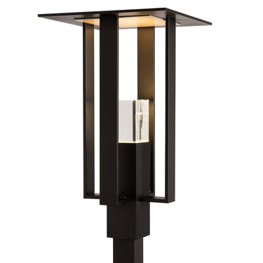 Hubbardton Forge 344830 Shadow Box Outdoor 1 Light Incandescent Post Light in Clear Glass with Silver Accent 1