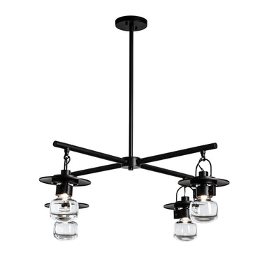 Hubbardton Forge 364212 Mason Outdoor 4 Light Incandescent Pendant in Clear Glass with Mult Pipe Length 1