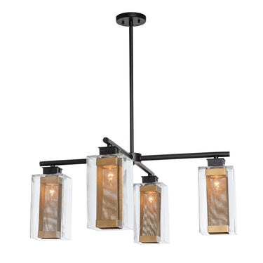 Hubbardton Forge 364213 Polaris Outdoor 4 Light Incandescent Pendant in Clear Glass with Mult Pipe Length 1