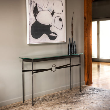 Hubbardton Forge 750118 Equus Console Table - Black Leather Accent - Crescent Harbor