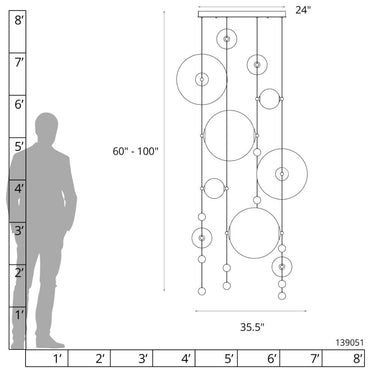 Hubbardton Forge Abacus 10-Light Square LED Pendant 6