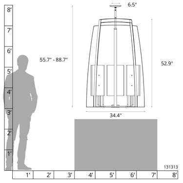 Hubbardton Forge Arc 8-Light Tall Pendant 10
