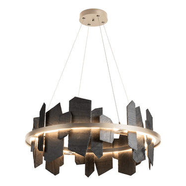 Hubbardton Forge 139665 Ardesia Circular LED Pendant in Slate Accent with Standard Pipe Length