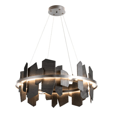 Hubbardton Forge 139665 Ardesia Circular LED Pendant in Slate Accent with Standard Pipe Length