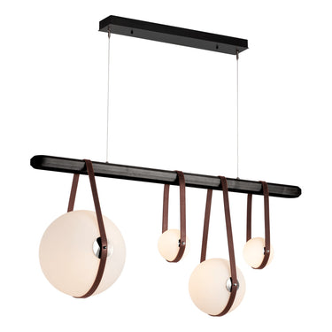 Hubbardton Forge 131043 Derby Linear 4 Light LED Pendant in Black Finish, Opal Glass with Standard Pipe Length