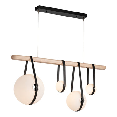 Hubbardton Forge 131043 Derby Linear 4 Light LED Pendant in Black Finish, Opal Glass with Standard Pipe Length