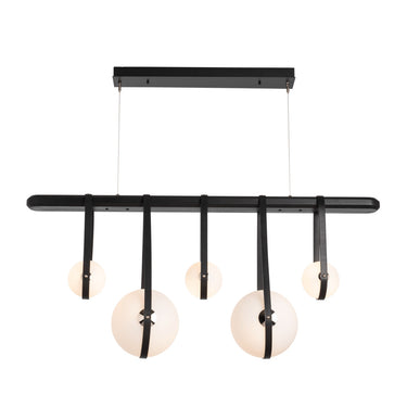 Hubbardton Forge 131046 Derby Linear 5 Light LED Pendant in Black Finish, Opal Glass with Standard Pipe Length