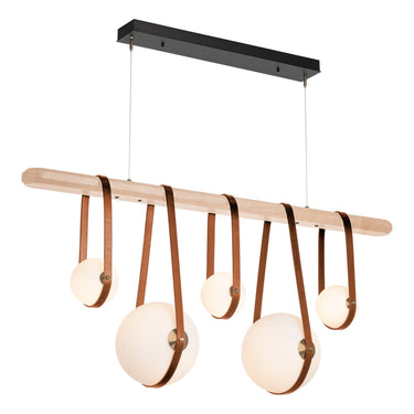 Hubbardton Forge 131046 Derby Linear 5 Light LED Pendant in Black Finish, Opal Glass with Standard Pipe Length