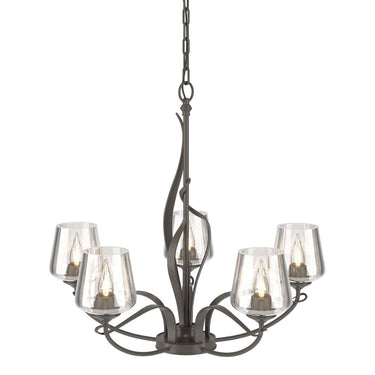 10-3040-236 Hubbardton Forge Flora 5 Arm Chandelier w/ Dome Glass