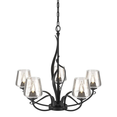10-3040-236 Hubbardton Forge Flora 5 Arm Chandelier w/ Dome Glass