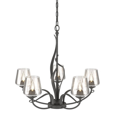 10-3040-236 Hubbardton Forge Flora 5 Arm Chandelier w/ Dome Glass