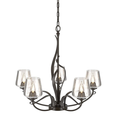 10-3040-236 Hubbardton Forge Flora 5 Arm Chandelier w/ Dome Glass