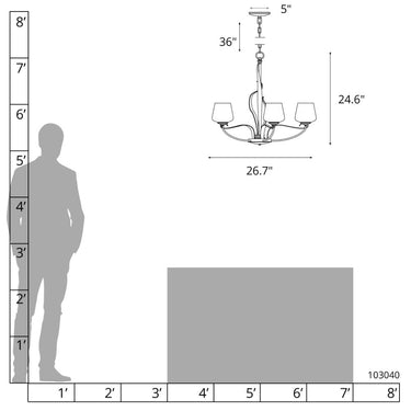 Hubbardton Forge Flora 5-Arm Chandelier 7