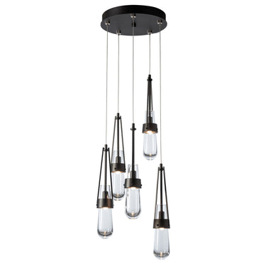 Hubbardton Forge Link 5-Light Clear Glass Pendant - Standard - 131127