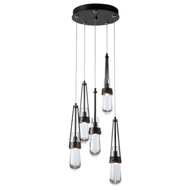 Hubbardton Forge Link 5-Light Clear Glass Pendant 