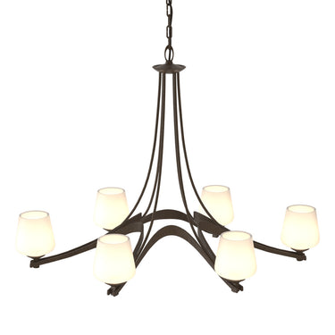 10-4106-236 Hubbardton Forge Ribbon Oval 6 Arm Chand. w/ Dome Glass