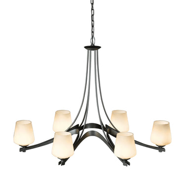 10-4106-236 Hubbardton Forge Ribbon Oval 6 Arm Chand. w/ Dome Glass