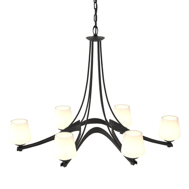 10-4106-236 Hubbardton Forge Ribbon Oval 6 Arm Chand. w/ Dome Glass