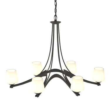 10-4106-236 Hubbardton Forge Ribbon Oval 6 Arm Chand. w/ Dome Glass