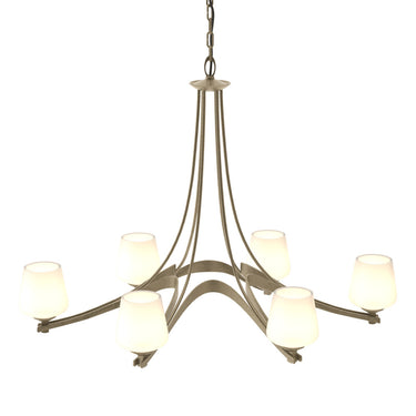 10-4106-236 Hubbardton Forge Ribbon Oval 6 Arm Chand. w/ Dome Glass