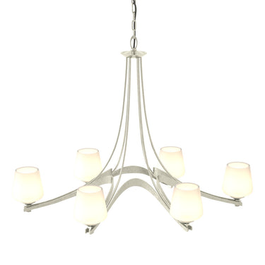 10-4106-236 Hubbardton Forge Ribbon Oval 6 Arm Chand. w/ Dome Glass