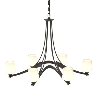 10-4106-236 Hubbardton Forge Ribbon Oval 6 Arm Chand. w/ Dome Glass