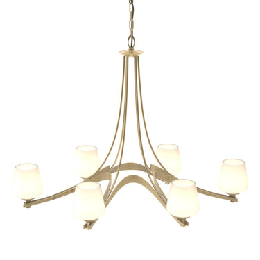 10-4106-236 Hubbardton Forge Ribbon Oval 6 Arm Chand. w/ Dome Glass