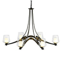 10-4116 Hubbardton Forge Ribbon 6 Arm Chand. w/ Clear Glass & Diffuser