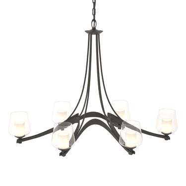 10-4116 Hubbardton Forge Ribbon 6 Arm Chand. w/ Clear Glass & Diffuser