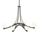 10-4116 Hubbardton Forge Ribbon 6 Arm Chand. w/ Clear Glass & Diffuser
