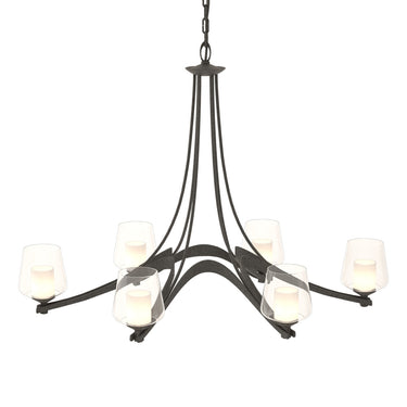 10-4116 Hubbardton Forge Ribbon 6 Arm Chand. w/ Clear Glass & Diffuser