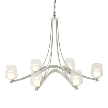 10-4116 Hubbardton Forge Ribbon 6 Arm Chand. w/ Clear Glass & Diffuser
