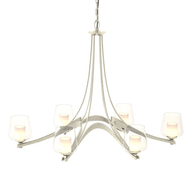 10-4116 Hubbardton Forge Ribbon 6 Arm Chand. w/ Clear Glass & Diffuser