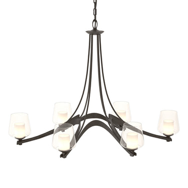 10-4116 Hubbardton Forge Ribbon 6 Arm Chand. w/ Clear Glass & Diffuser