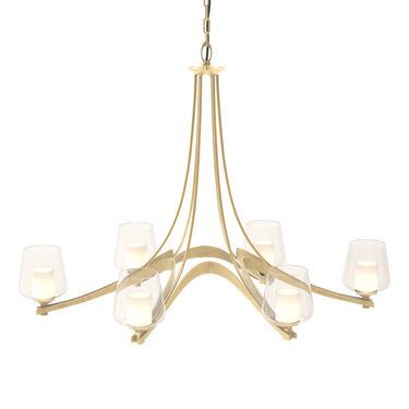 10-4116 Hubbardton Forge Ribbon 6 Arm Chand. w/ Clear Glass & Diffuser