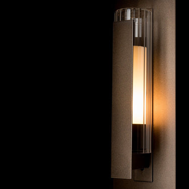 Hubbardton Forge Vertical Bar Fluted Glass Small Outdoor Sconce - 307281 