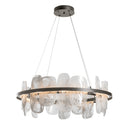 Hubbardton Forge 139660 Vitre Circular LED Pendant in White Swirl Glass with Standard Pipe Length