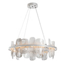 Hubbardton Forge 139660 Vitre Circular LED Pendant in White Swirl Glass with Standard Pipe Length