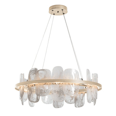 Hubbardton Forge 139660 Vitre Circular LED Pendant in White Swirl Glass with Standard Pipe Length