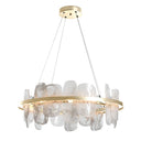 Hubbardton Forge 139660 Vitre Circular LED Pendant in White Swirl Glass with Standard Pipe Length