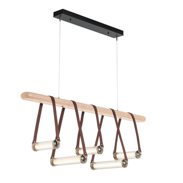 Hubbardton Forge 131053 York Linear 5 Light LED Pendant in Black Finish, Clear Glass with Standard Pipe Length