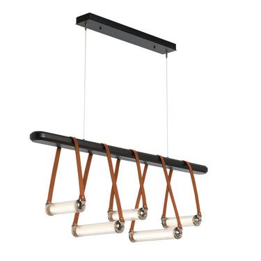 Hubbardton Forge 131053 York Linear 5 Light LED Pendant in Black Finish, Clear Glass with Standard Pipe Length