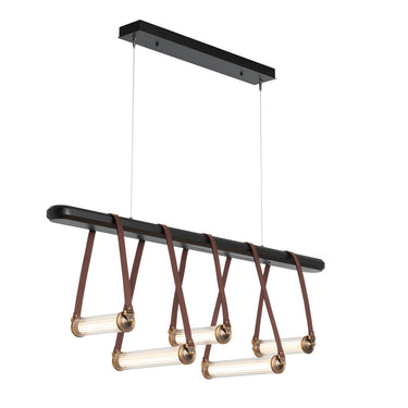 Hubbardton Forge 131053 York Linear 5 Light LED Pendant in Black Finish, Clear Glass with Standard Pipe Length