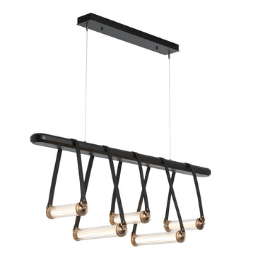 Hubbardton Forge 131053 York Linear 5 Light LED Pendant in Black Finish, Clear Glass with Standard Pipe Length