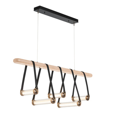 Hubbardton Forge 131053 York Linear 5 Light LED Pendant in Black Finish, Clear Glass with Standard Pipe Length
