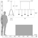 Hubbardton Forge York Linear 5-Light LED Pendants 6