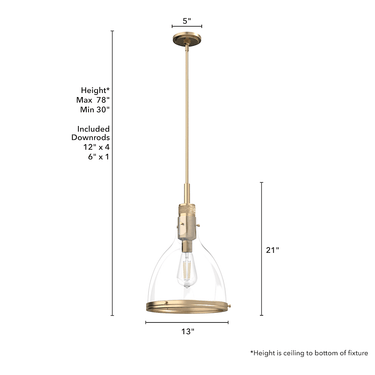 Hunter Lighting 19-HL26 Van Nuys 1 Light Pendant 18