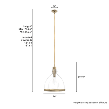 Hunter Lighting 19-HL26 Van Nuys 1 Light Pendant 24